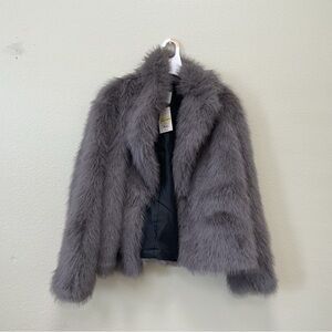 A New Day Women Gray Faux Fur Coat